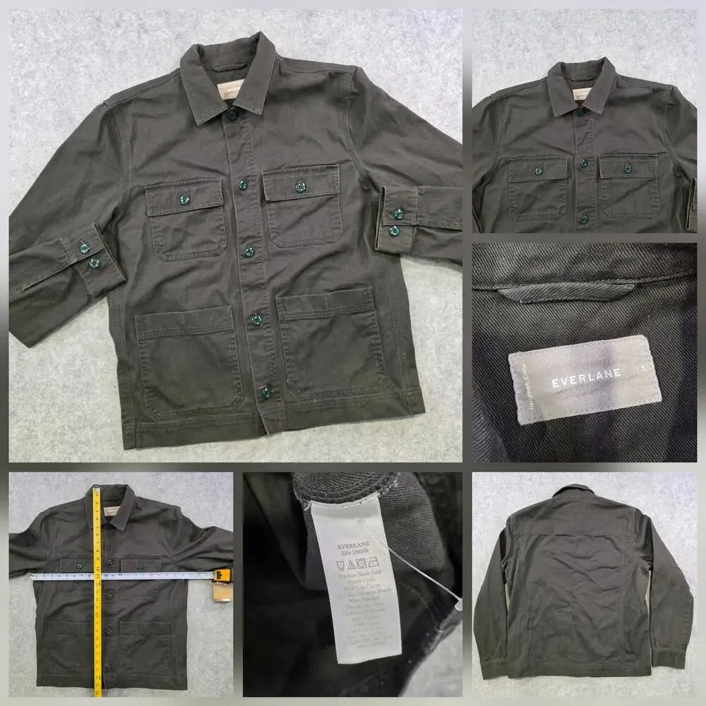 Everlane Jacket Mens Small Black Cotton Chore Utility Field‎ Pockets Workwear
